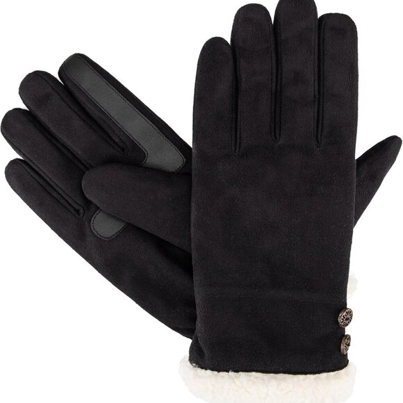 Womens Recycled Microsuede Water Repellent Gloves Sherpasoft Lining Touch Screen - Picture 4 of 6
